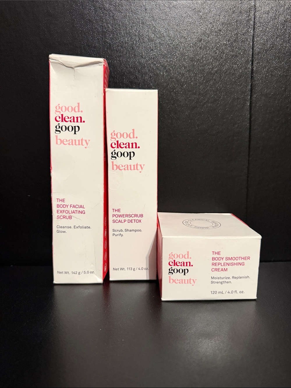 NWT good. clean. goop 3-Piece Body & Hair Detox Renewal Shower Bundle Set
